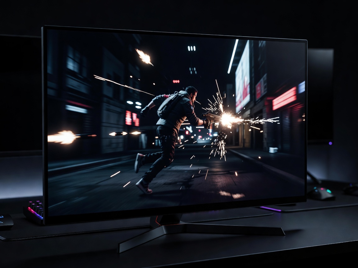 High speed photography capturing motion clarity on high refresh rate OLED gaming monitor